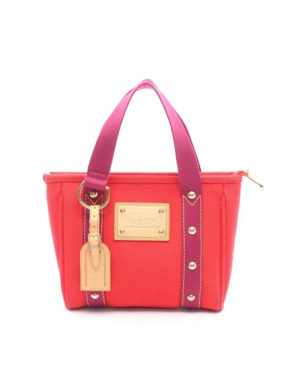 Louis Vuitton Tote Bag Cabas PM Antigua Red Canvas Leather PM